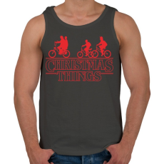 PRINTFASHION Stranger things christmas piros - Férfi atléta - Sötétszürke