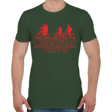 PRINTFASHION Stranger things christmas piros - Férfi póló - Katonazöld férfi póló