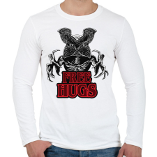 PRINTFASHION Stranger Things - Demogorgon Free Hugs - Férfi hosszú ujjú póló - Fehér férfi póló