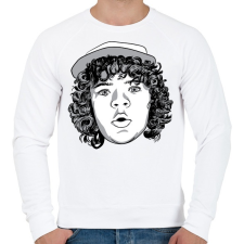 PRINTFASHION Stranger Things Dustin - Férfi pulóver - Fehér férfi pulóver, kardigán