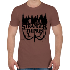 PRINTFASHION Stranger Things fekete - Férfi póló - Mogyoróbarna