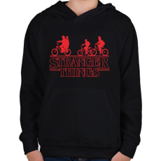 PRINTFASHION Stranger Things felirat - Gyerek kapucnis pulóver - Fekete