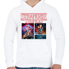 PRINTFASHION Stranger things - Férfi kapucnis pulóver - Fehér férfi pulóver, kardigán