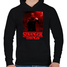 PRINTFASHION stranger things - Férfi kapucnis pulóver - Fekete férfi pulóver, kardigán