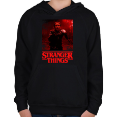 PRINTFASHION stranger things - Gyerek kapucnis pulóver - Fekete