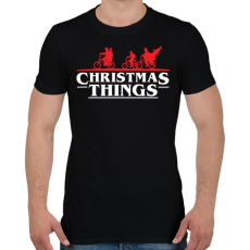 PRINTFASHION Stranger Things Karácsony fehér - Férfi póló - Fekete