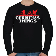 PRINTFASHION Stranger Things Karácsony fehér - Férfi pulóver - Fekete férfi pulóver, kardigán