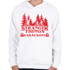 PRINTFASHION Stranger Things karácsony - Gyerek kapucnis pulóver - Fehér gyerek pulóver, kardigán