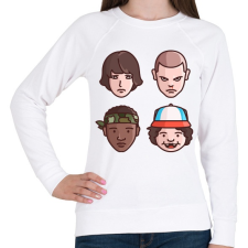 PRINTFASHION Stranger Things Karakterek - Női pulóver - Fehér női pulóver, kardigán