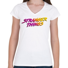 PRINTFASHION Stranger Things  - Női V-nyakú póló - Fehér