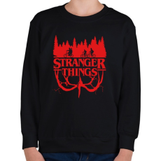PRINTFASHION Stranger Things piros - Gyerek pulóver - Fekete