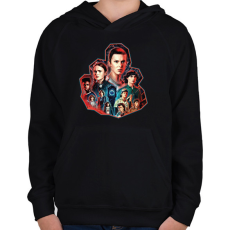 PRINTFASHION Stranger Things - season 4 - Gyerek kapucnis pulóver - Fekete