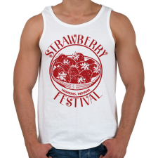 PRINTFASHION Stranger Things STRAWBERRY FESTIVAL - Férfi atléta - Fehér atléta, trikó