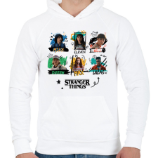 PRINTFASHION Stranger Things szereplők - Férfi kapucnis pulóver - Fehér férfi pulóver, kardigán