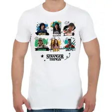 PRINTFASHION Stranger Things szereplők - Férfi póló - Fehér férfi póló
