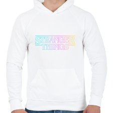 PRINTFASHION Stranger Things szivárvány - Férfi kapucnis pulóver - Fehér férfi pulóver, kardigán