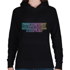 PRINTFASHION Stranger Things szivárvány - Női kapucnis pulóver - Fekete