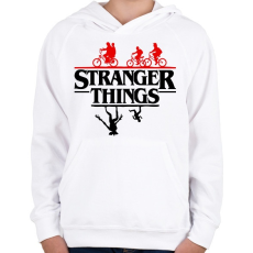 PRINTFASHION stranger things upside down 2 - Gyerek kapucnis pulóver - Fehér