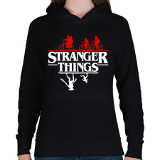 PRINTFASHION stranger things upside down - Női kapucnis pulóver - Fekete női pulóver, kardigán