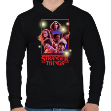 PRINTFASHION #strangerthings - Férfi kapucnis pulóver - Fekete férfi pulóver, kardigán