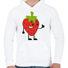 PRINTFASHION Strawberry  - Férfi kapucnis pulóver - Fehér férfi pulóver, kardigán