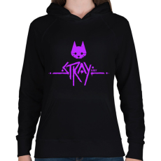 PRINTFASHION Stray purple - Női kapucnis pulóver - Fekete