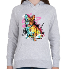 PRINTFASHION street art french bulldog - Női kapucnis pulóver - Sport szürke női pulóver, kardigán