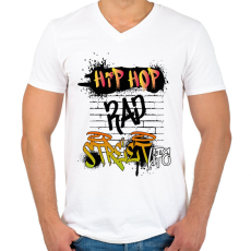 PRINTFASHION Street life - Férfi V-nyakú póló - Fehér