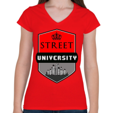 PRINTFASHION street university - Női V-nyakú póló - Piros