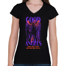 PRINTFASHION Streetwear angels - Női V-nyakú póló - Fekete