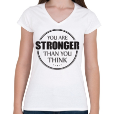 PRINTFASHION Stronger - Női V-nyakú póló - Fehér