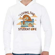 PRINTFASHION Student life - Férfi kapucnis pulóver - Fehér