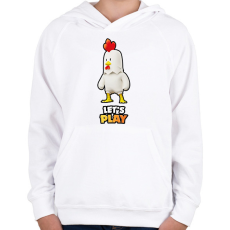PRINTFASHION Stumble Guys - Chicken - Gyerek kapucnis pulóver - Fehér