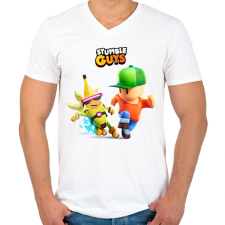 PRINTFASHION Stumble Guys game - Férfi V-nyakú póló - Fehér férfi póló