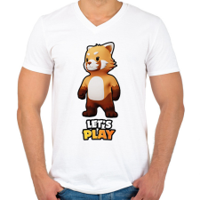 PRINTFASHION Stumble Guys - Red Panda - Férfi V-nyakú póló - Fehér férfi póló