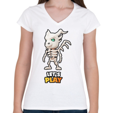PRINTFASHION Stumble Guys - Undead Dragon - Női V-nyakú póló - Fehér női póló