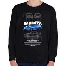 PRINTFASHION Subaru Imprezza  - Gyerek pulóver - Fekete