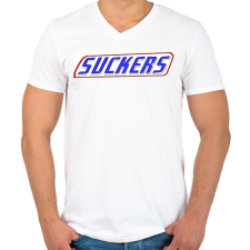 PRINTFASHION Suckers - Férfi V-nyakú póló - Fehér férfi póló