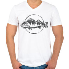 PRINTFASHION Sügér - Férfi V-nyakú póló - Fehér