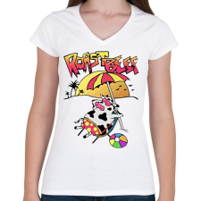 PRINTFASHION Sült húús - Női V-nyakú póló - Fehér női póló