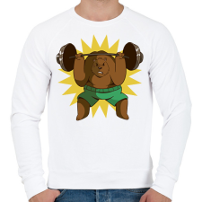 PRINTFASHION Súlyemelő medve - Férfi pulóver - Fehér férfi pulóver, kardigán