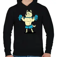 PRINTFASHION Súlyemelős kutya - Férfi kapucnis pulóver - Fekete
