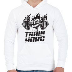 PRINTFASHION Súlyzós edzés  - Férfi kapucnis pulóver - Fehér