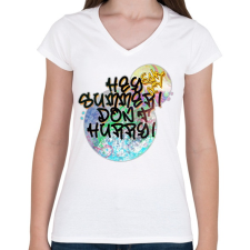 PRINTFASHION Summer feeling - Női V-nyakú póló - Fehér női póló