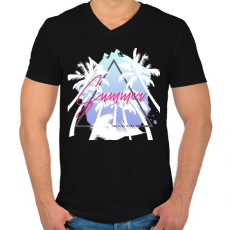 PRINTFASHION Summer - Férfi V-nyakú póló - Fekete