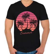 PRINTFASHION summer - Férfi V-nyakú póló - Fekete férfi póló