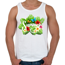 PRINTFASHION Summer flowers - Férfi atléta - Fehér atléta, trikó