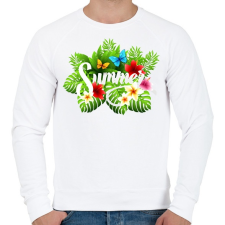 PRINTFASHION Summer flowers - Férfi pulóver - Fehér férfi pulóver, kardigán