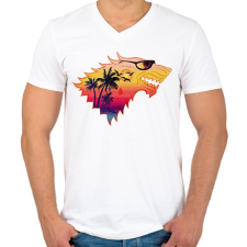 PRINTFASHION Summer is Coming - Férfi V-nyakú póló - Fehér férfi póló