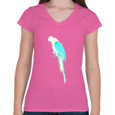 PRINTFASHION Summer parrot - Női V-nyakú póló - Rózsaszín